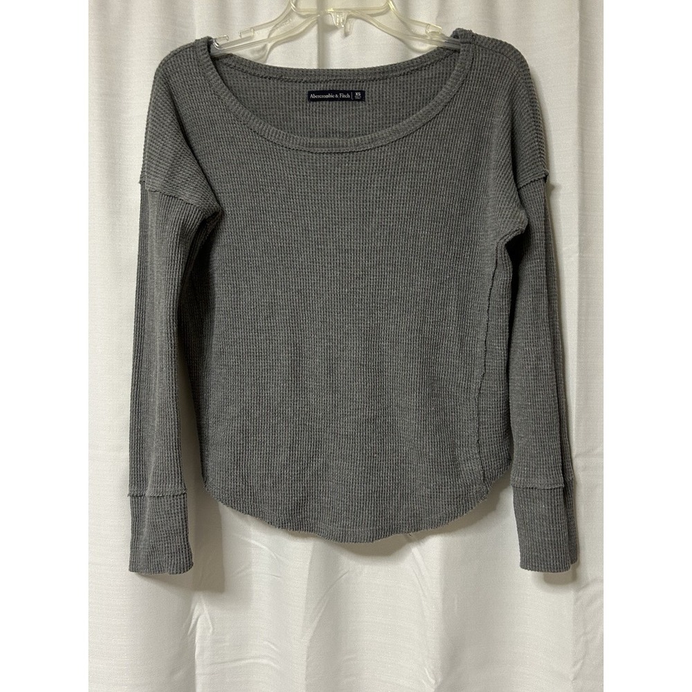 Abercrombie & Fitch Shirt Women Waffle Knit XS Gray Long Sleeve